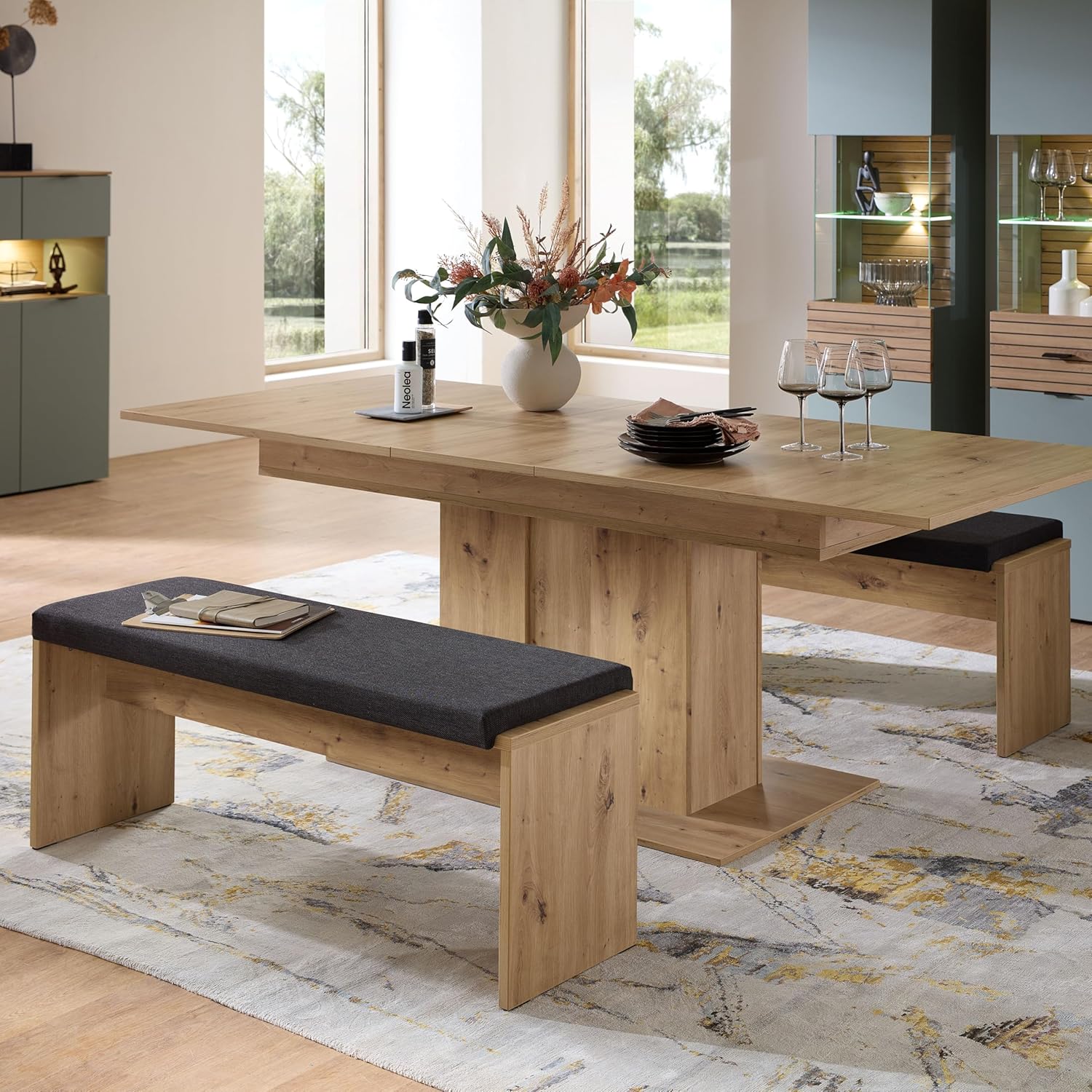Stella Trading INA Sitzbank in Artisan Eiche Optik FSC-Zertifiziert - Moderne Esszimmerbank für Ihren Wohn- & Essbereich - 126 x 49 x 40 cm (B/H/T)