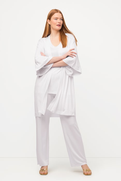 Kimono, Slinky-Piqué, Stehkragen, Halbarm