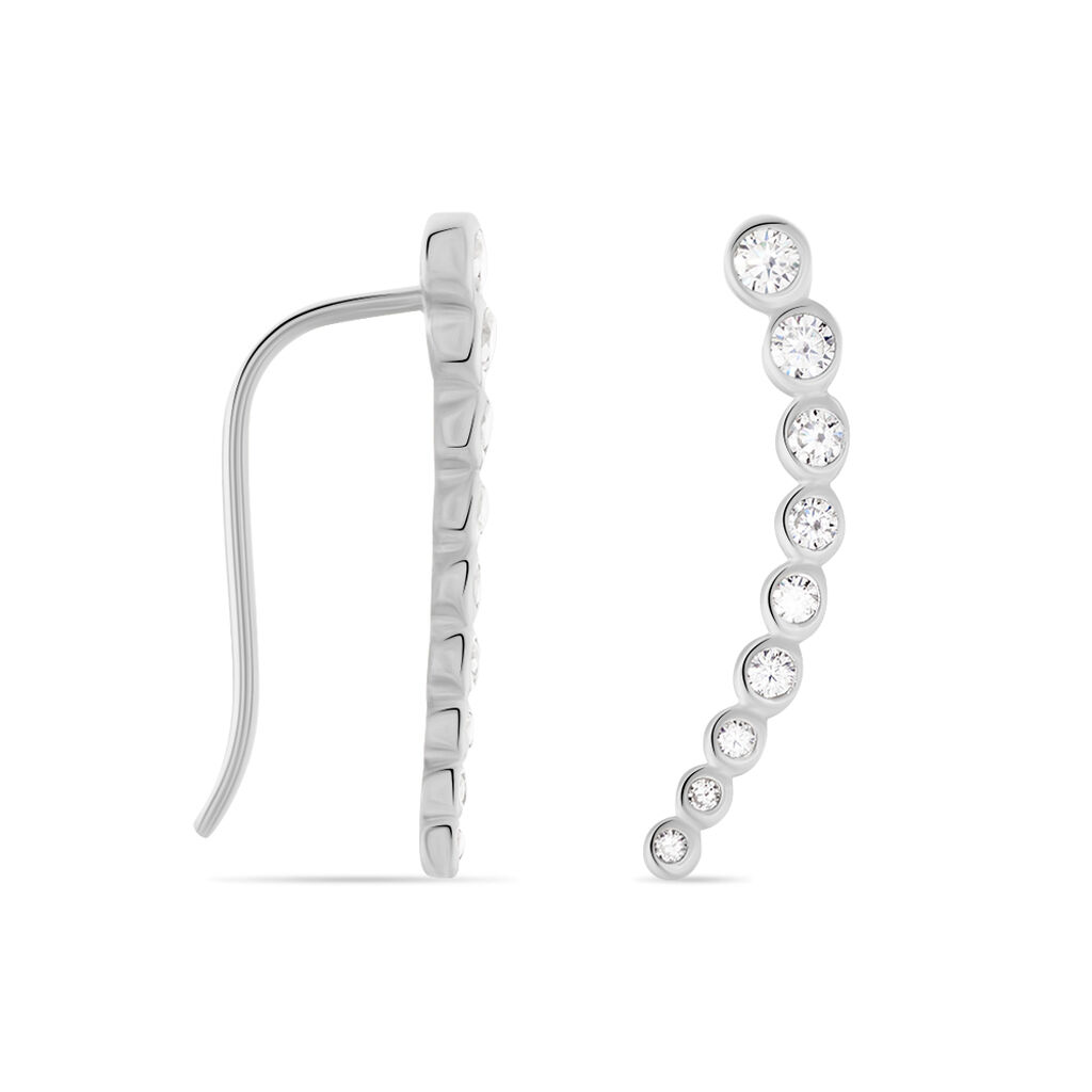 Boucles D'oreilles Grimpantes Zoiaae Argent Blanc Oxyde De Zirconium