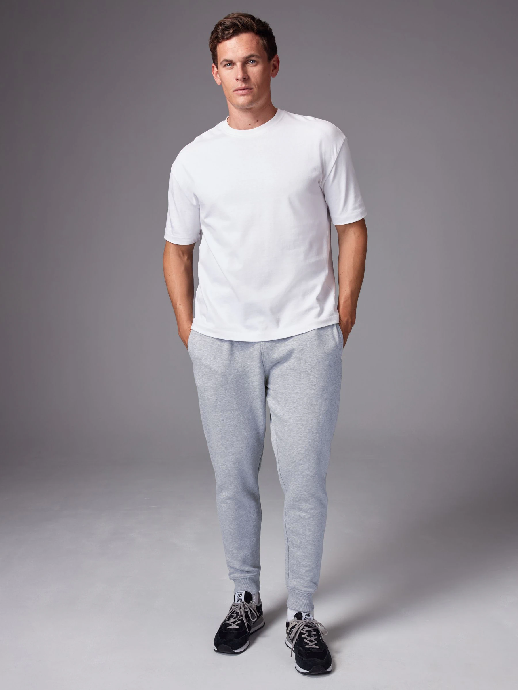 Zwart/grijs - Verpakking van 2 slim-fit jersey joggingbroeken met hoog katoengehalte