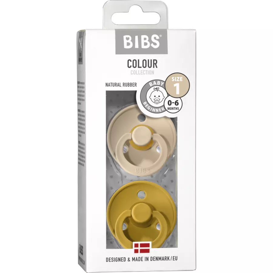 BIBS® Schnuller Colour Mustard  Vanilla 0-6 Monate, 2 Stk.
