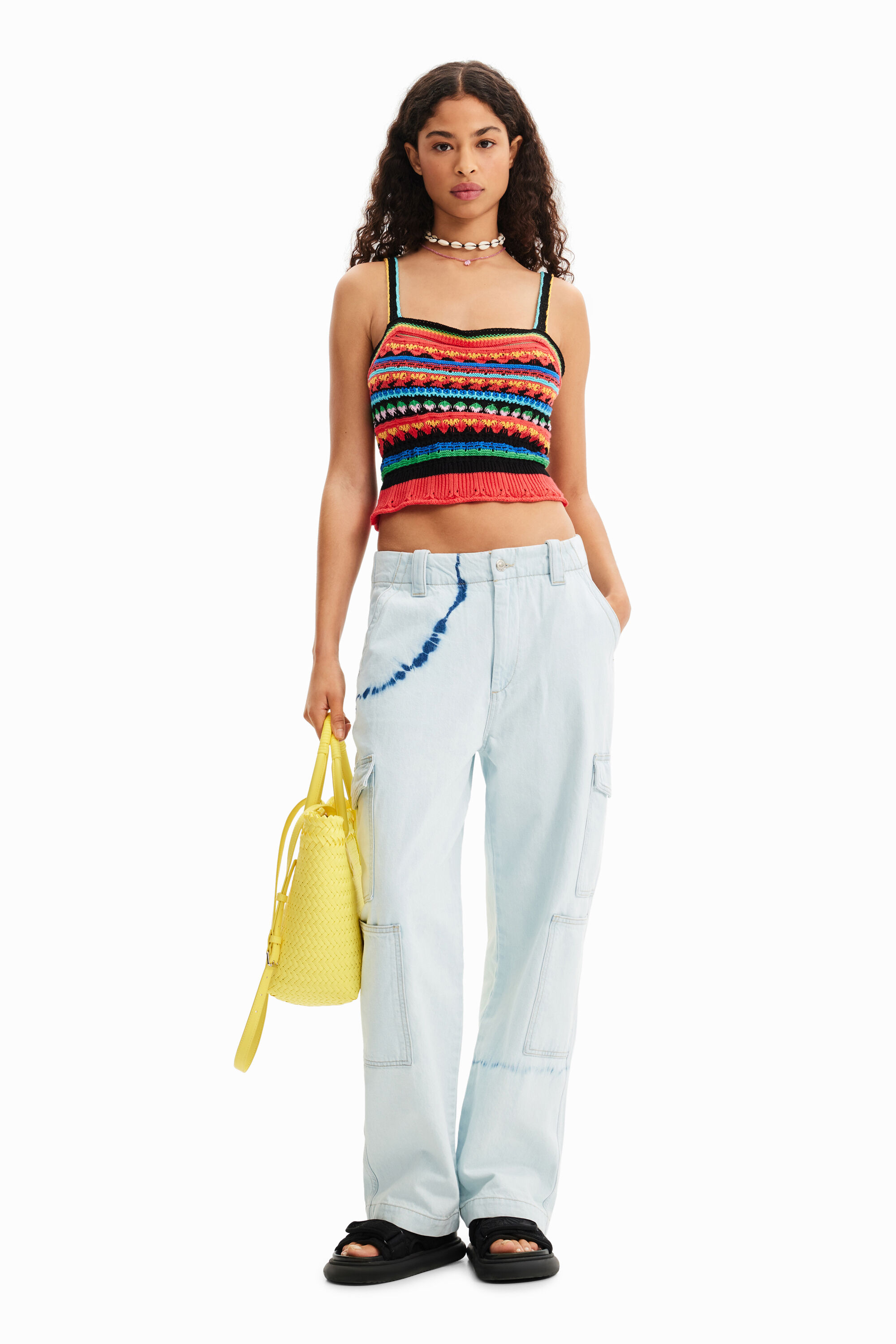 Haut court bretelles crochet