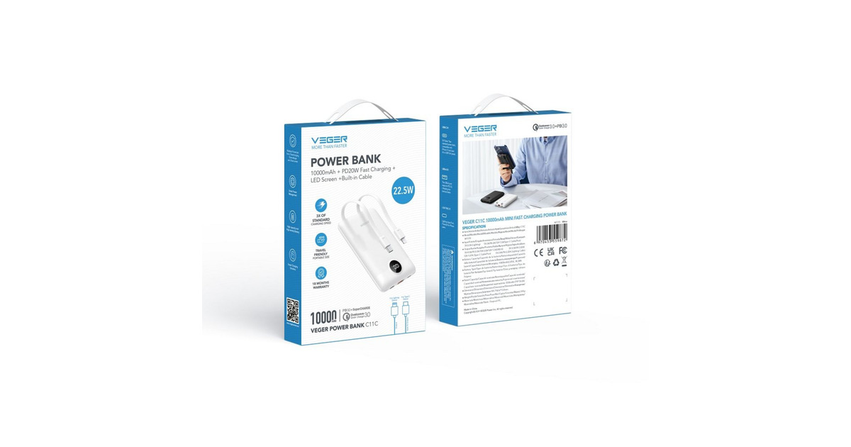 VEGERVeger C11 powerbank 10.000mAh  (Wit)