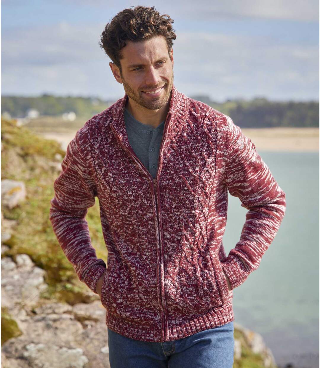 Gilet Zippé Tricot Torsadé
