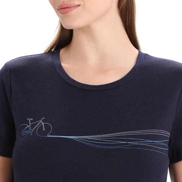 T-shirt randonnée ICEBREAKER W TECH LITE II SS TEE CADENCE PATHS MIDNIGHT NAVY