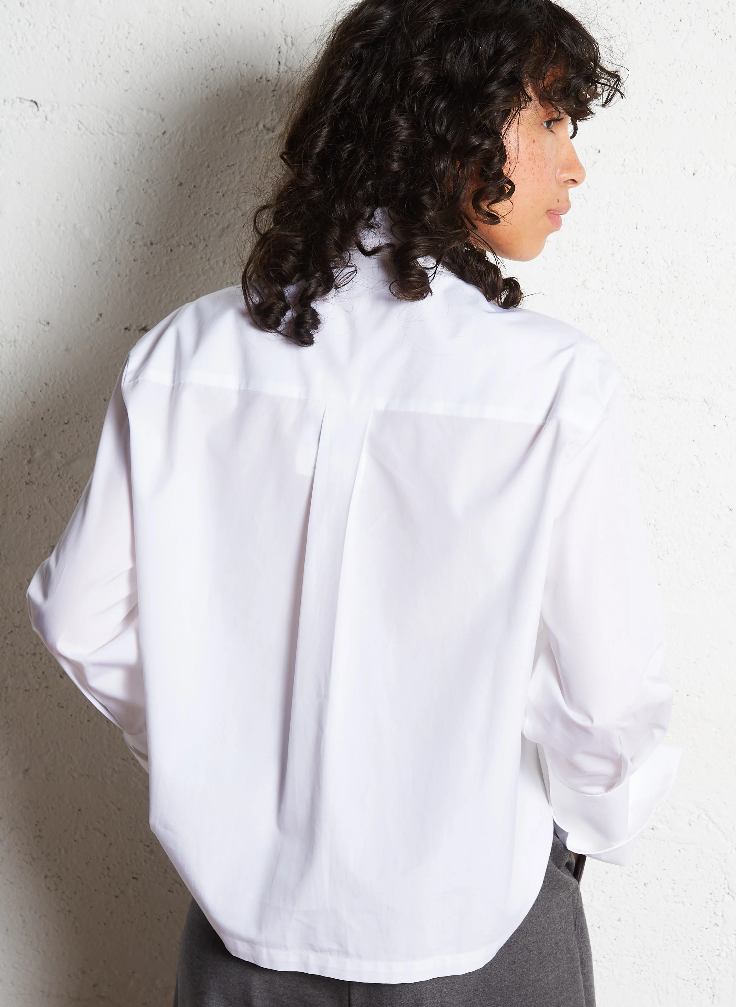 LOREDANA - Chemise col classique ample en coton | Blanc