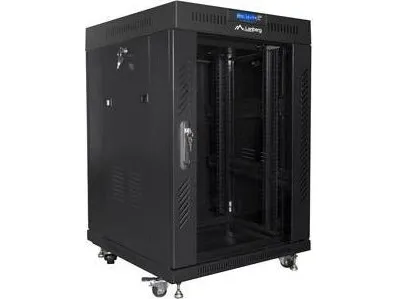 Lanberg - Rack kabinet - med display, 2 køleblæsere - sort, RAL 9004 - 15U - 19