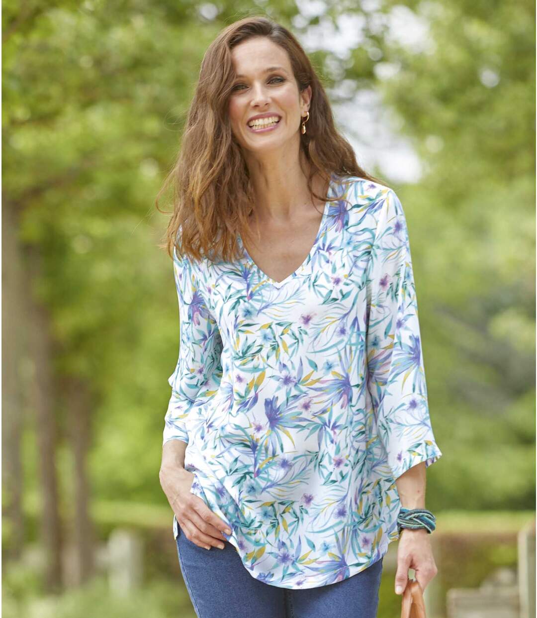 Blouse en Crêpe Imprimé Printanier