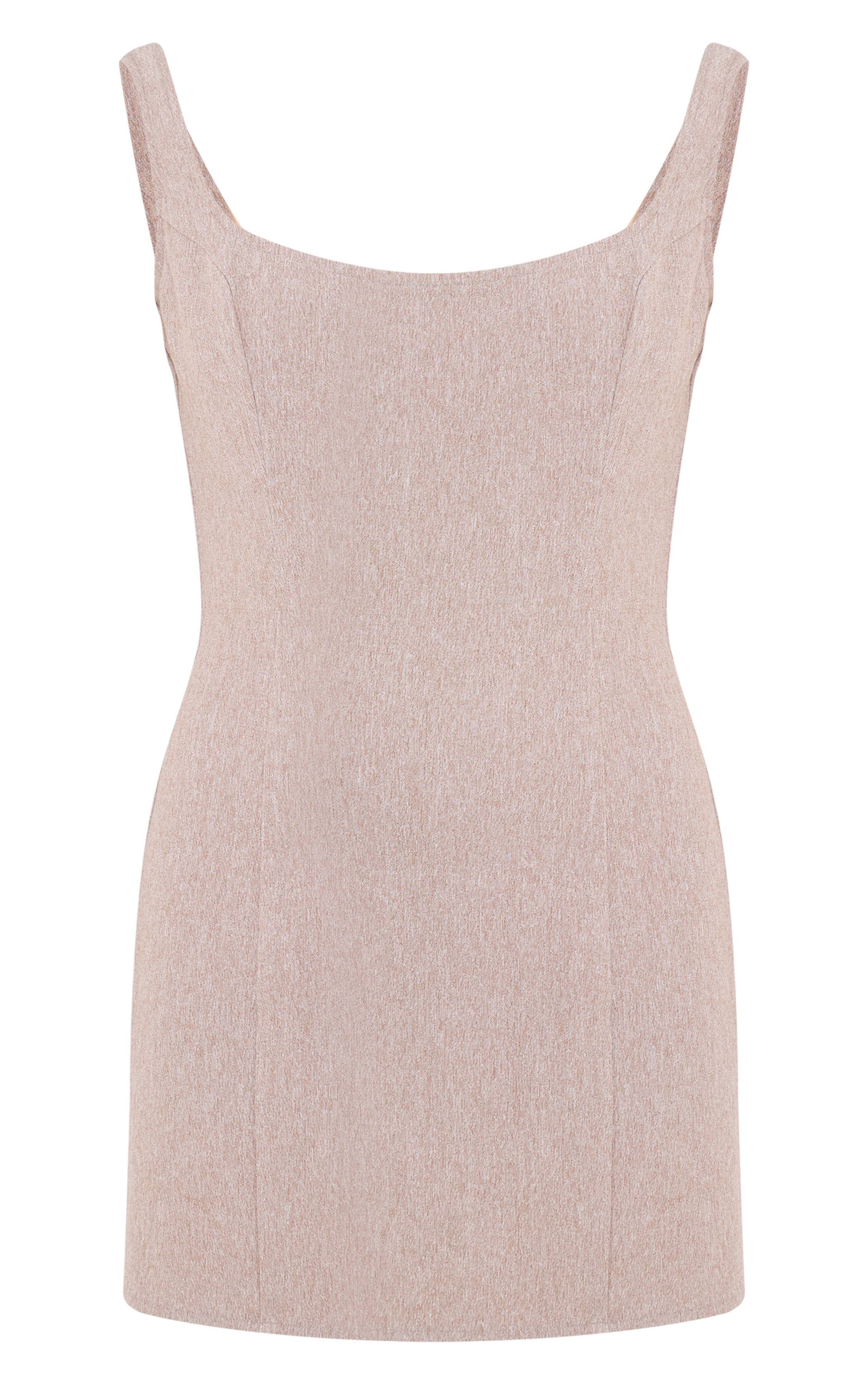 Taupe Robe Moulante Ajustée À Encolure Carrée Taupe Clair