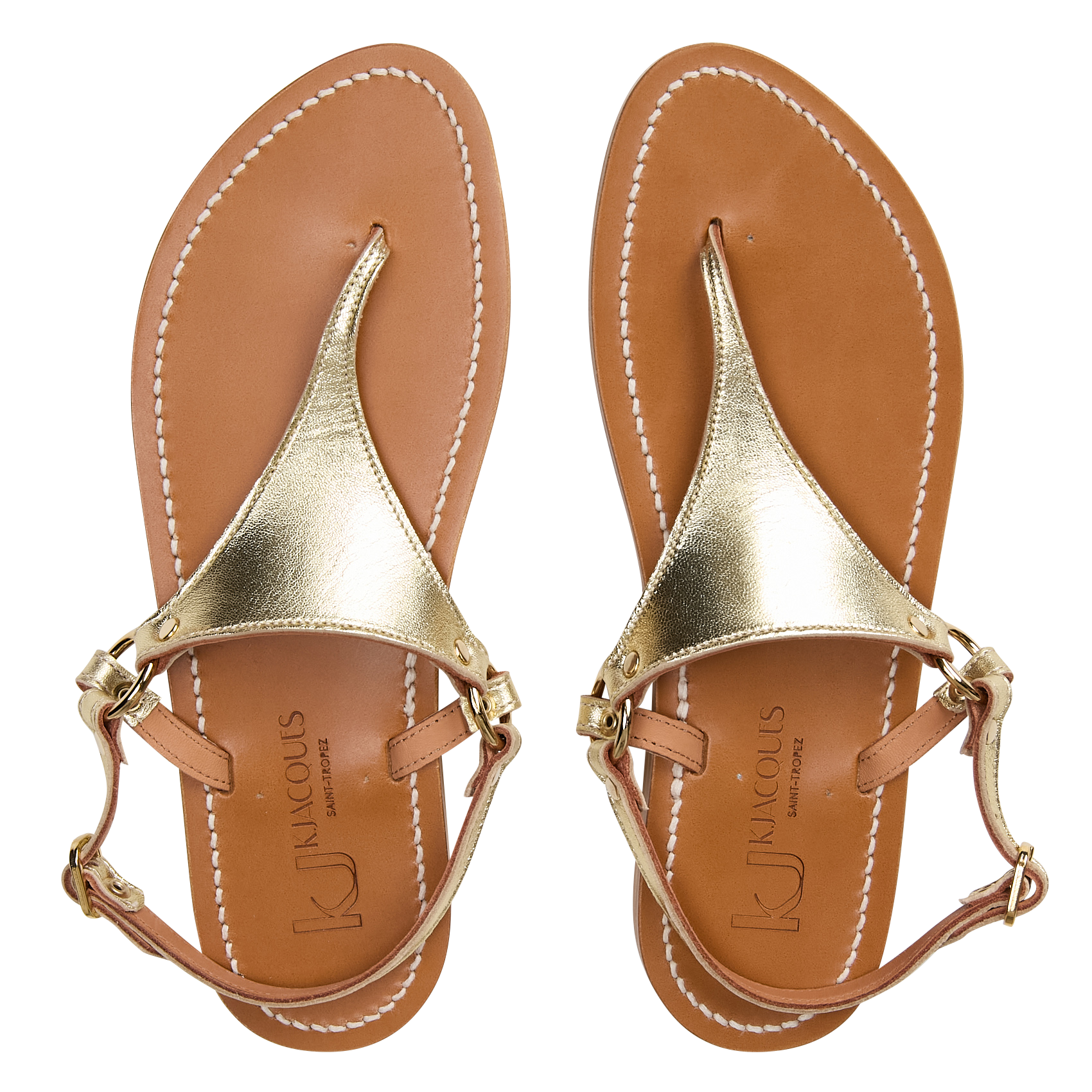 DIONYSOS - Sandales plates en cuir| Doré