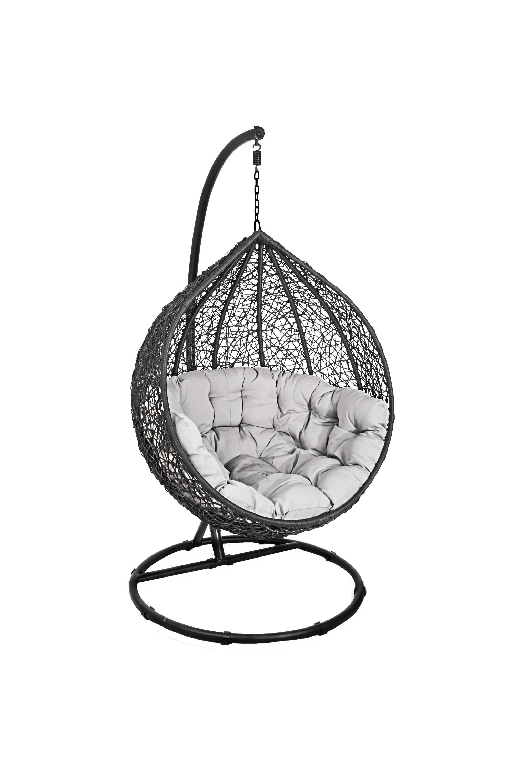 Korb Hängesessel mit Gestell + Kissen Hängestuhl Lounge Hängekorb Schaukel Sessel