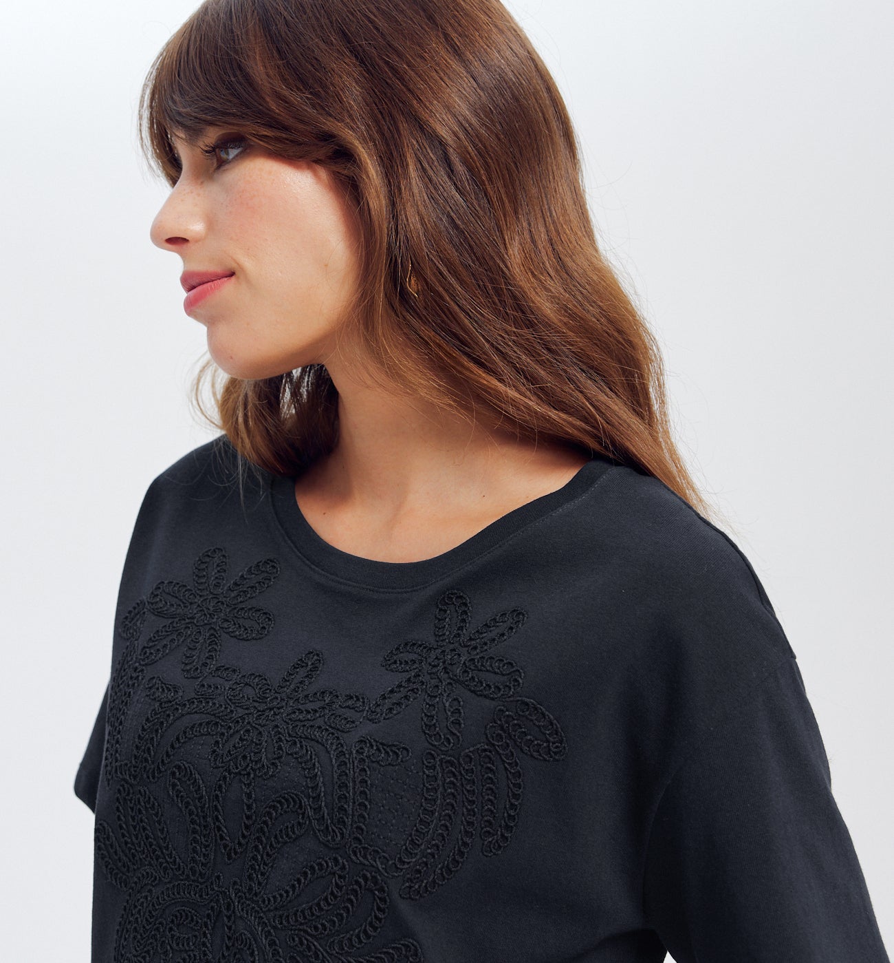 T-shirt brodé Femme - Noir