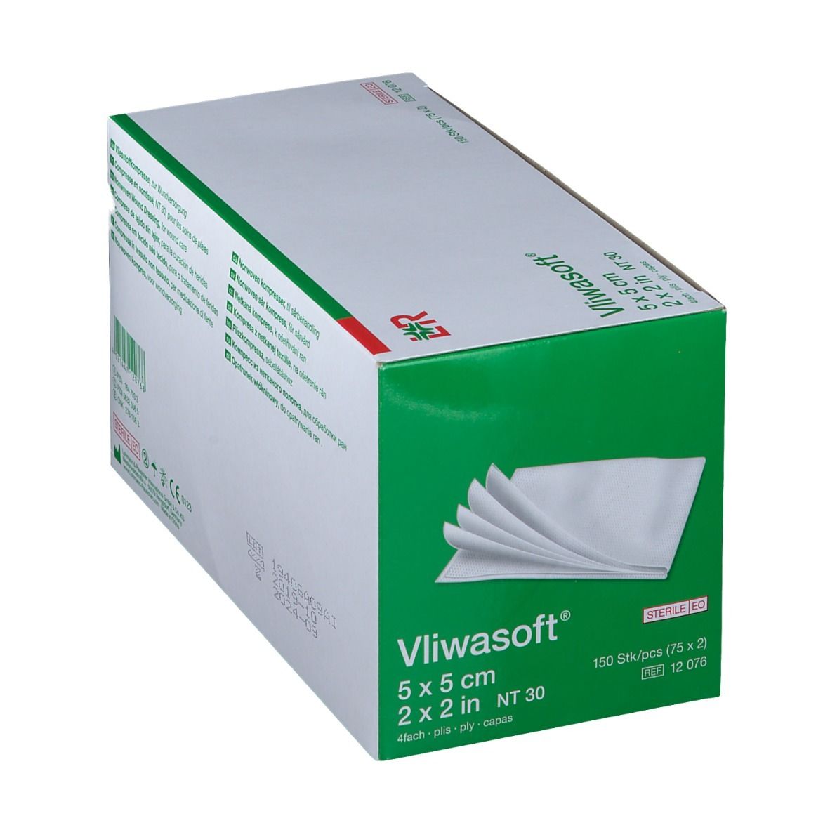 Vliwasoft® Vliesstoffkompresse 5 cm x 5 cm 4lagig steril