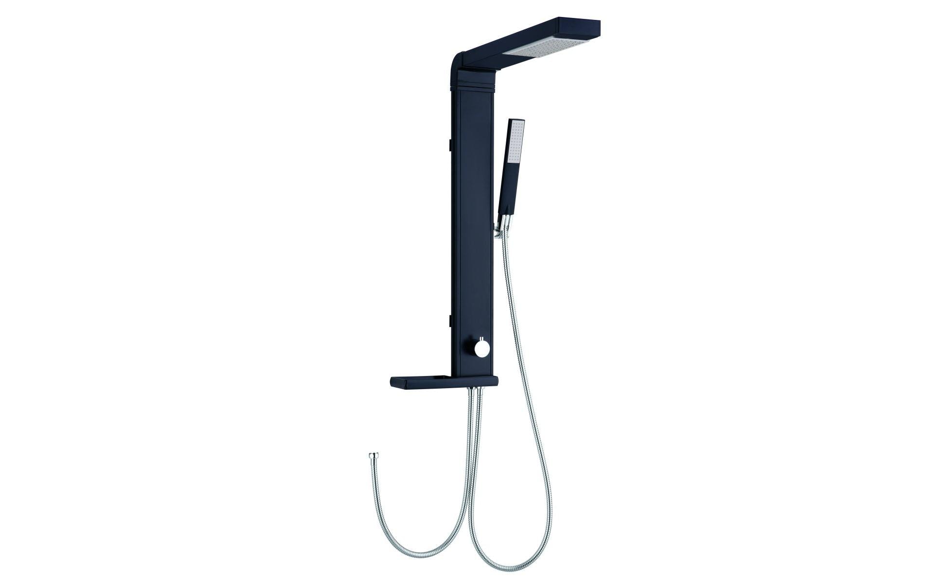 Duschpaneel Linus Aluminium Schwarz<br>Duschsystem mit Hand- und Regenkopfbrause