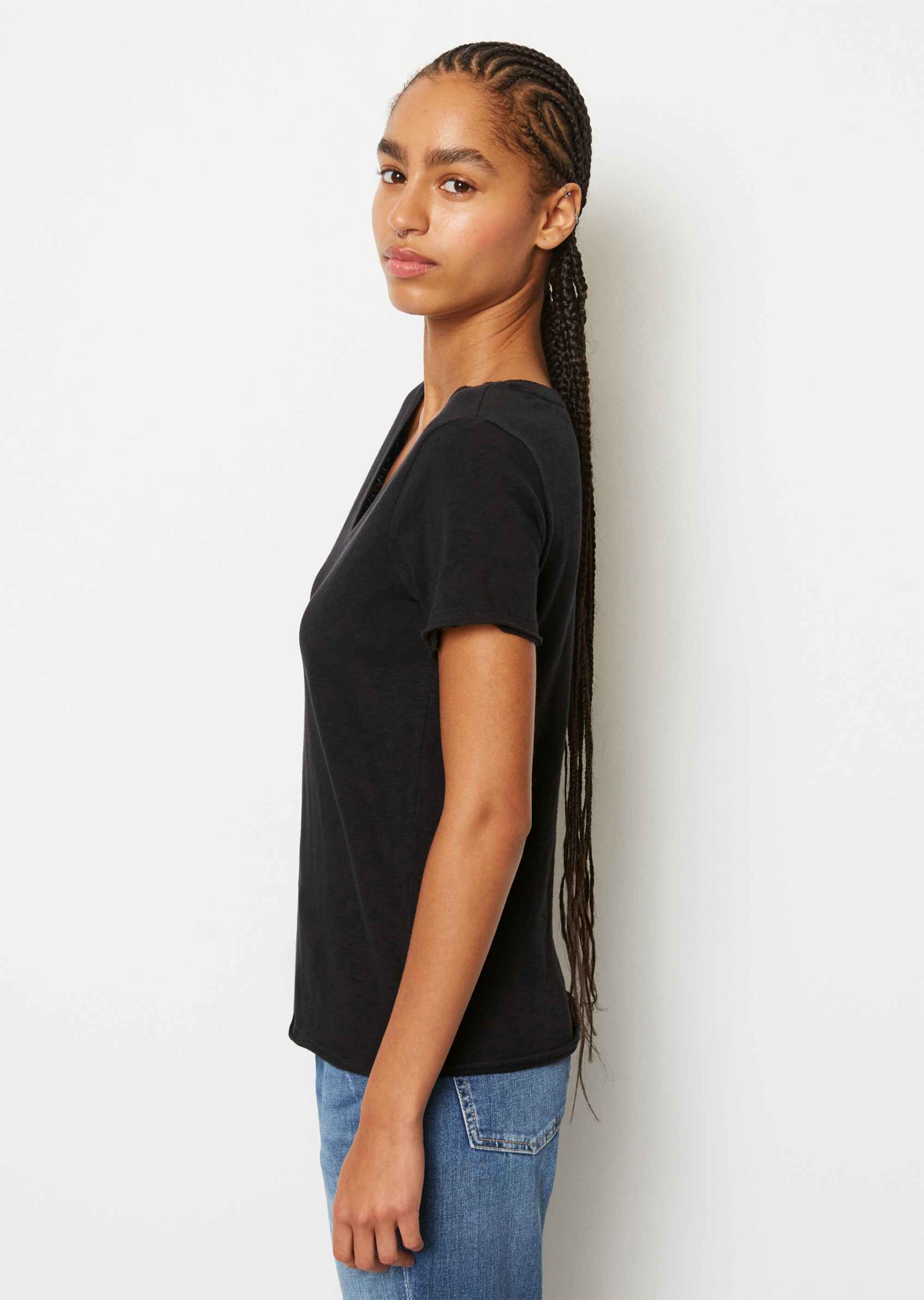 V-Neck-T-Shirt regular Organic-Slub-Cotton