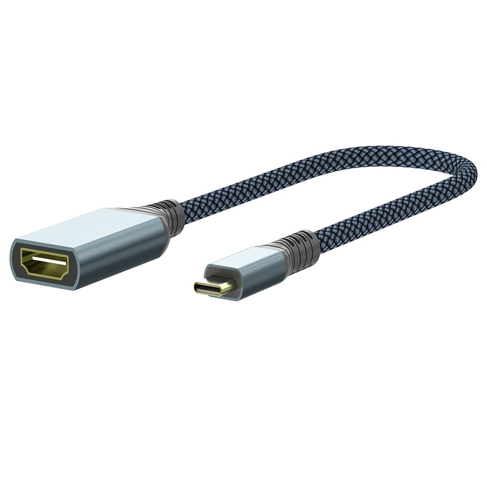 USB C auf HDMI 4K Adapter Kabel Nylon Geflecht für Macbook / PC / Laptop / Tablet / Smartphone - Grau