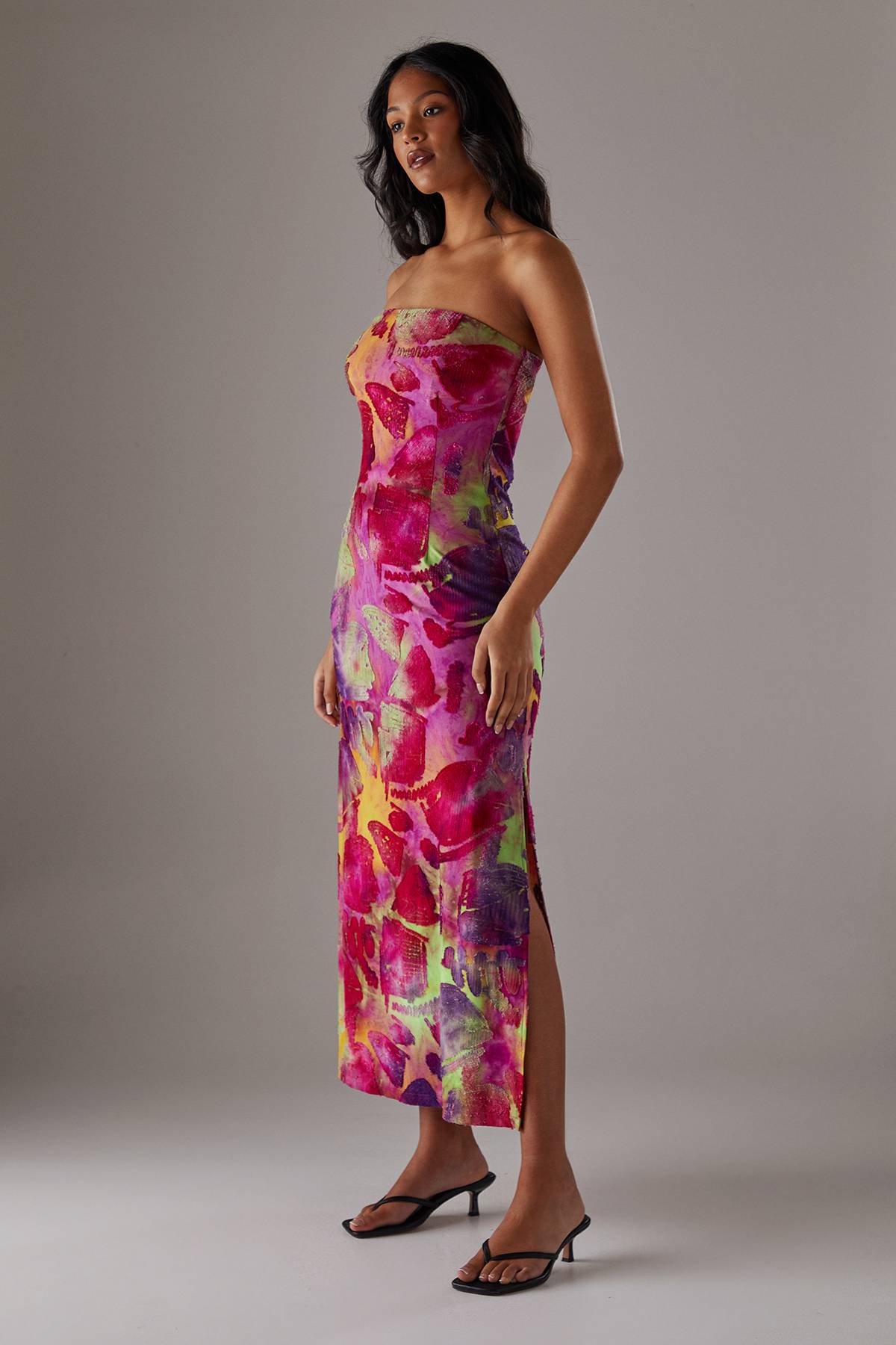 Warehouse Robe Maxi Bandeau En Tissu Dévoré