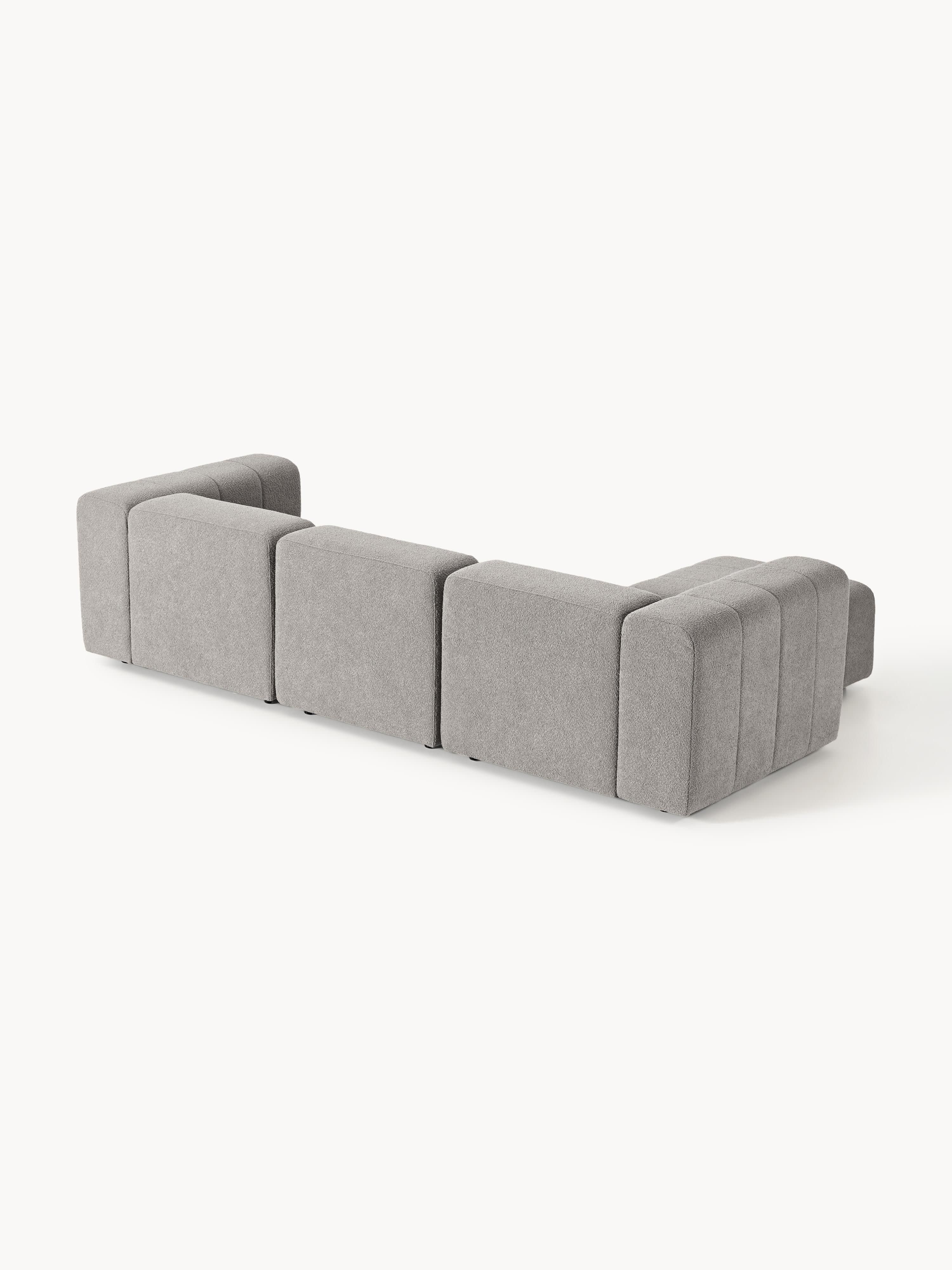 Modulaire bouclé bank Lena (4-zits) met poef (links/rechts)
