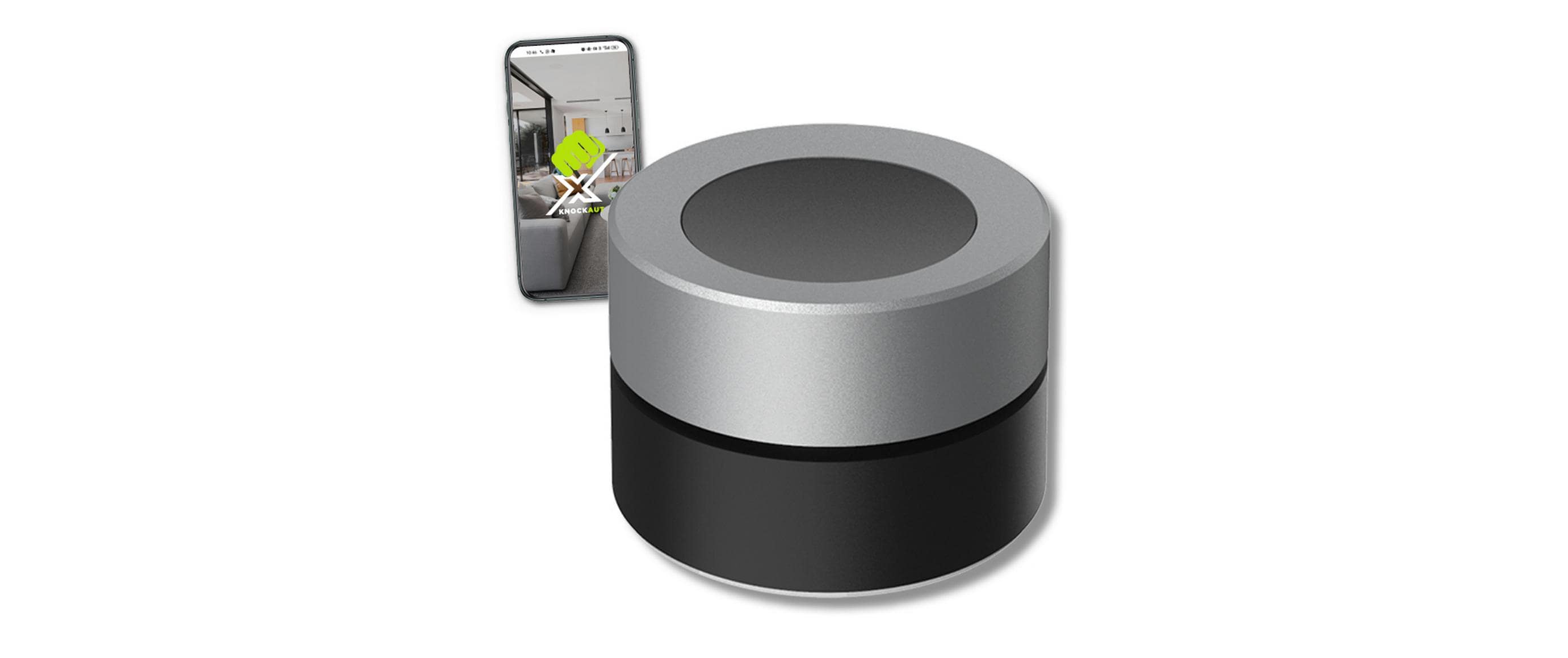 Smart Home Funk-Drehdimmer grau-schwarz ZigBee 3.0Drehdimmer zur Steuerung von KnockautX LED-Leuchtmitteln. Schalten, Dimmen, Farbwechsel & Einstellung der Fabrtemperatur