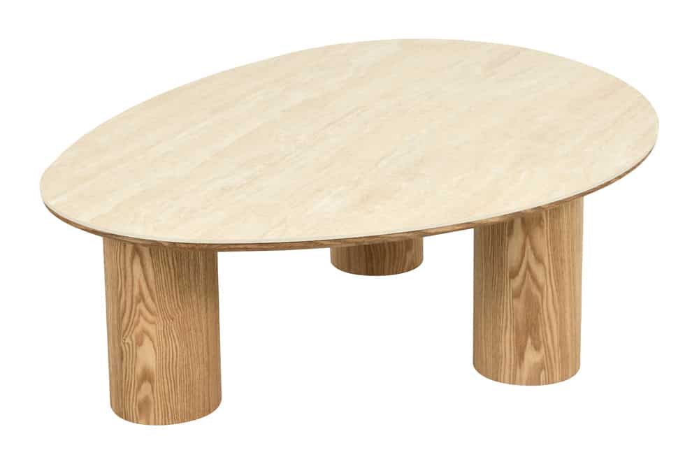 Stilvoller Couchtisch ORGANIKO 110cm natur Eiche Travertin Keramik