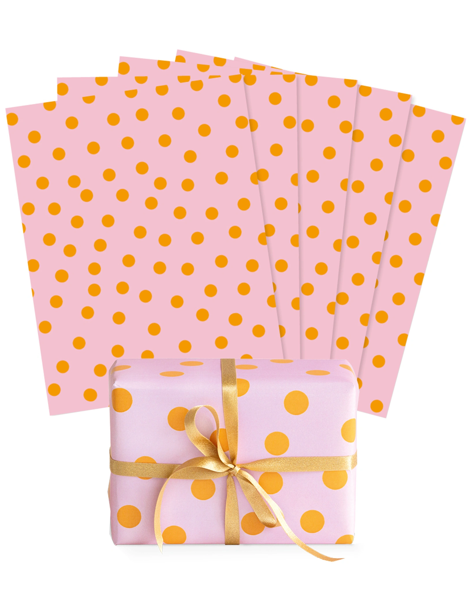Geschenkpapier PUNKTE (67x49cm) 5er-Set in pink/orange