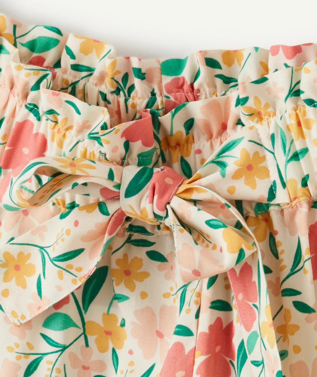 pantalon fluide fille en viscose responsable avec imprimé à fleurs