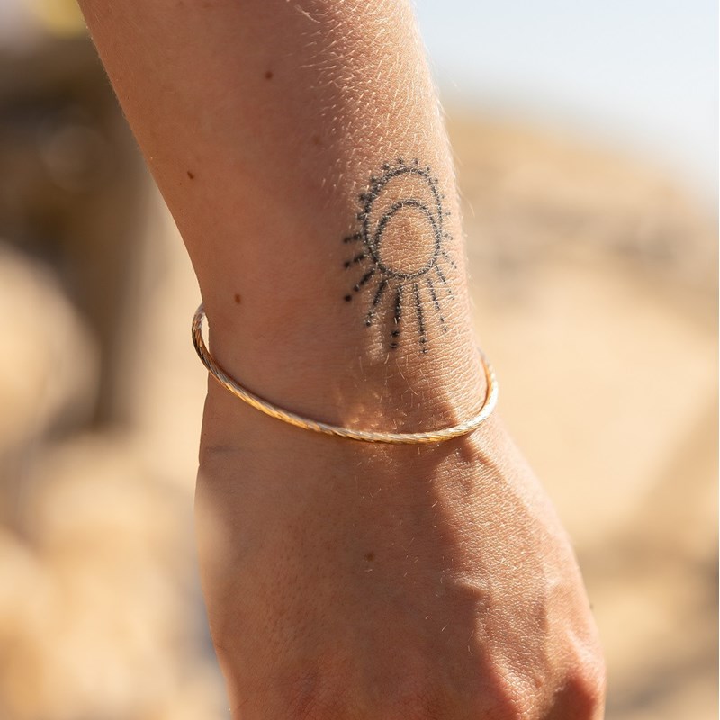 Bracelet Jonc Fin Plaqué Or Torsadé Tendance