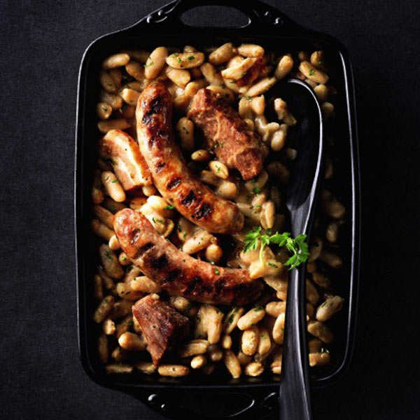 Cassoulet aux saucisses de Toulouse et confit de canard