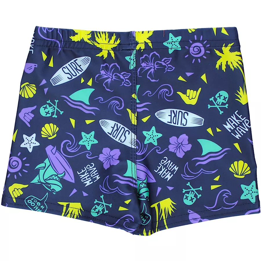 Aquarti Jungen Badehose Gestreift mit Motiven dunkellila