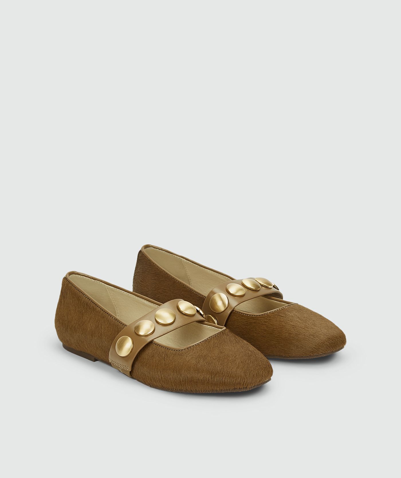 JV-CARLISE ballerina met ponyhair - dark khaki