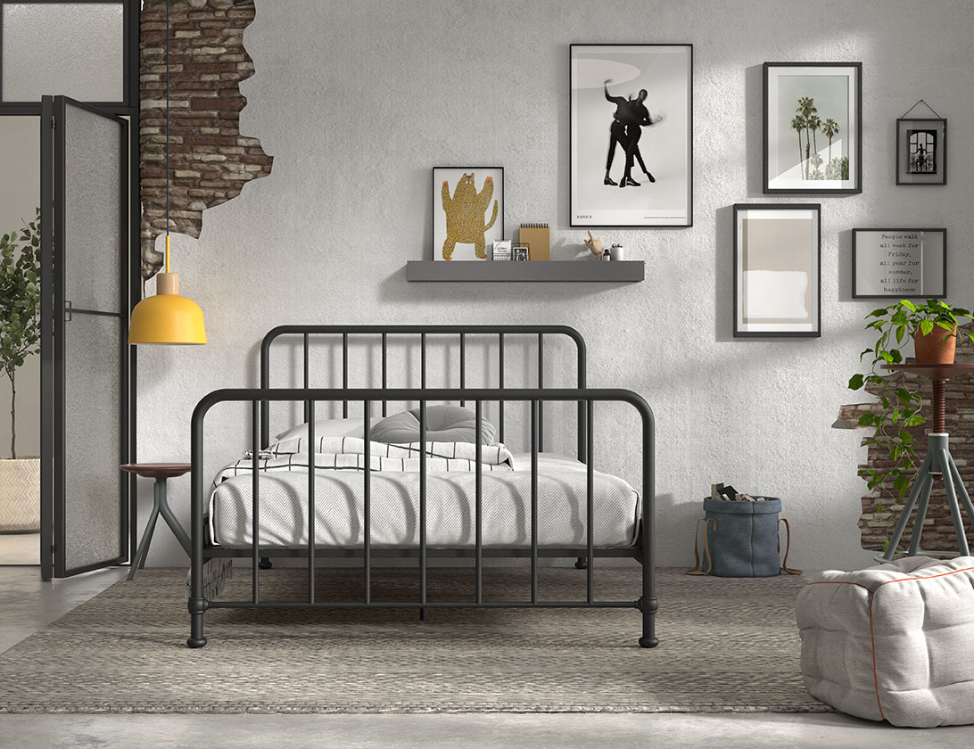 Metallbett BRONXX - schwarz matt - 140x200 cm