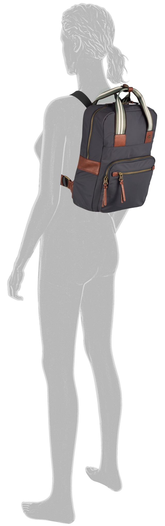camel active Rucksack »Bari« aus hochwertigem matten Nylon mit gestreiftem Gewebeband