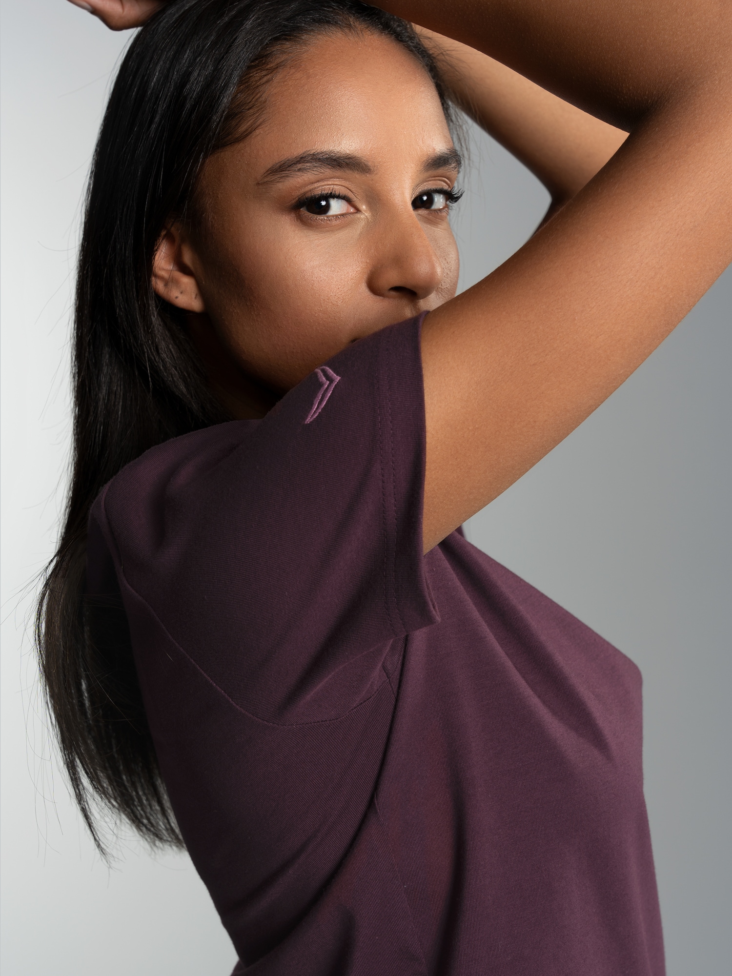 T-Shirt aus Biobaumwolle Aubergine-C2C