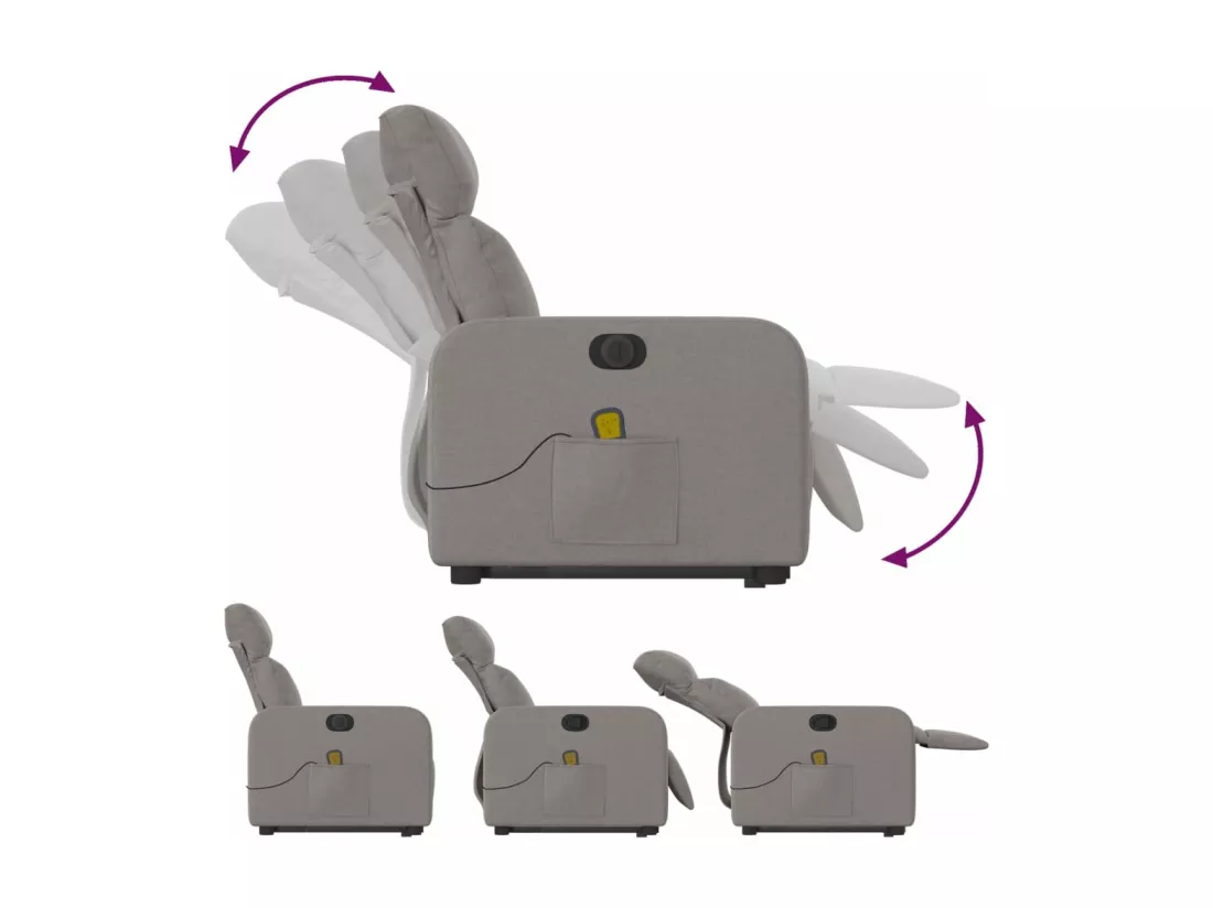 Fauteuil inclinable massant électrique Taupe Tissu