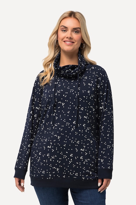 Sweatshirt, Pünktchen, Stehkragen, Taschen, Langarm
