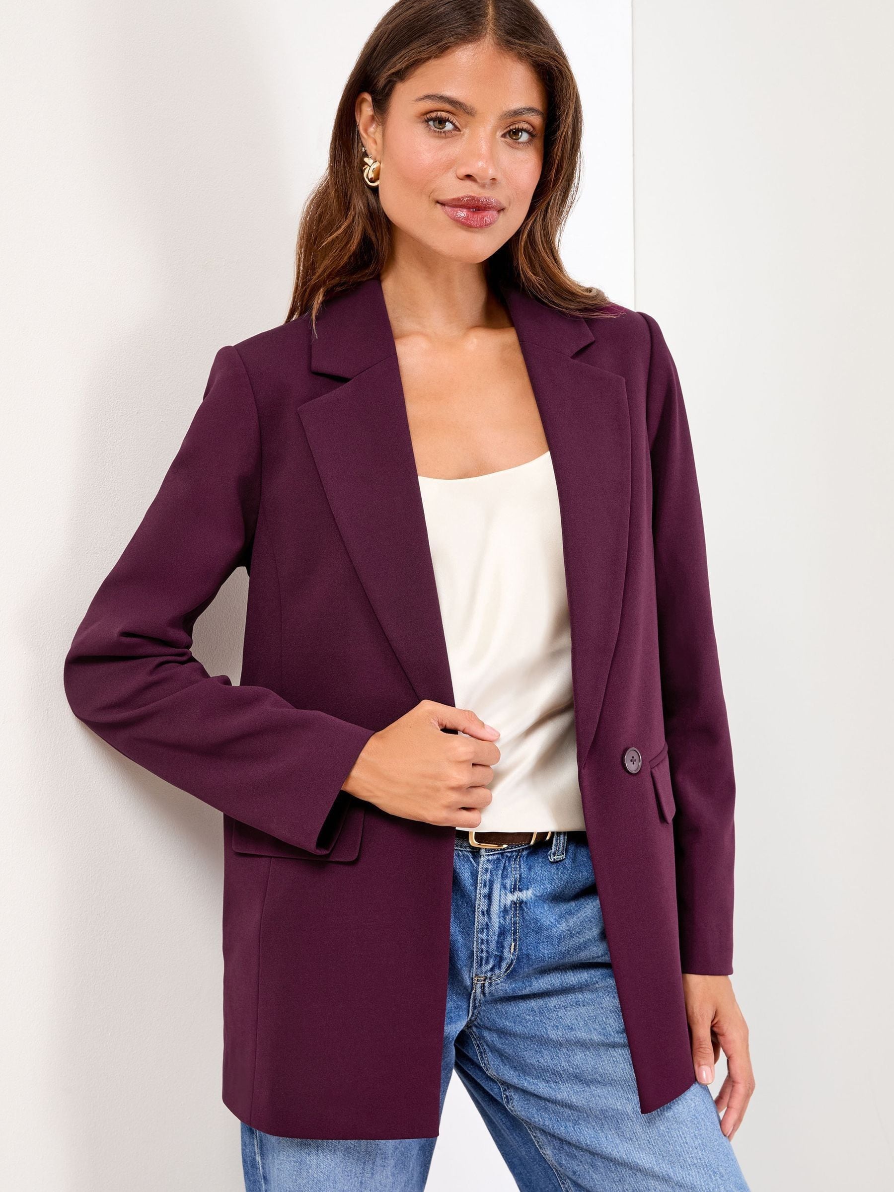 Bordeauxrood - Lipsy - Relaxte lange maatsnitblazer
