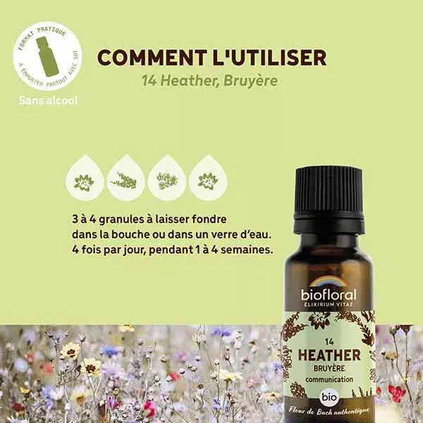 Biofloral 14 Heather Granules Organic Bach Floral Remedy Granules 19.5g