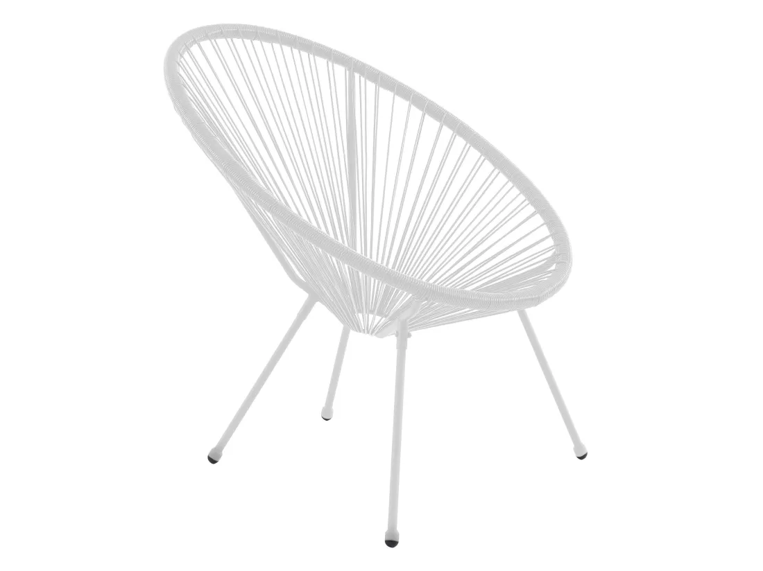 Salon de jardin en fils de résine tressés : 2 fauteuils, un banc et une table - Blanc - ALIOS III de MYLIA