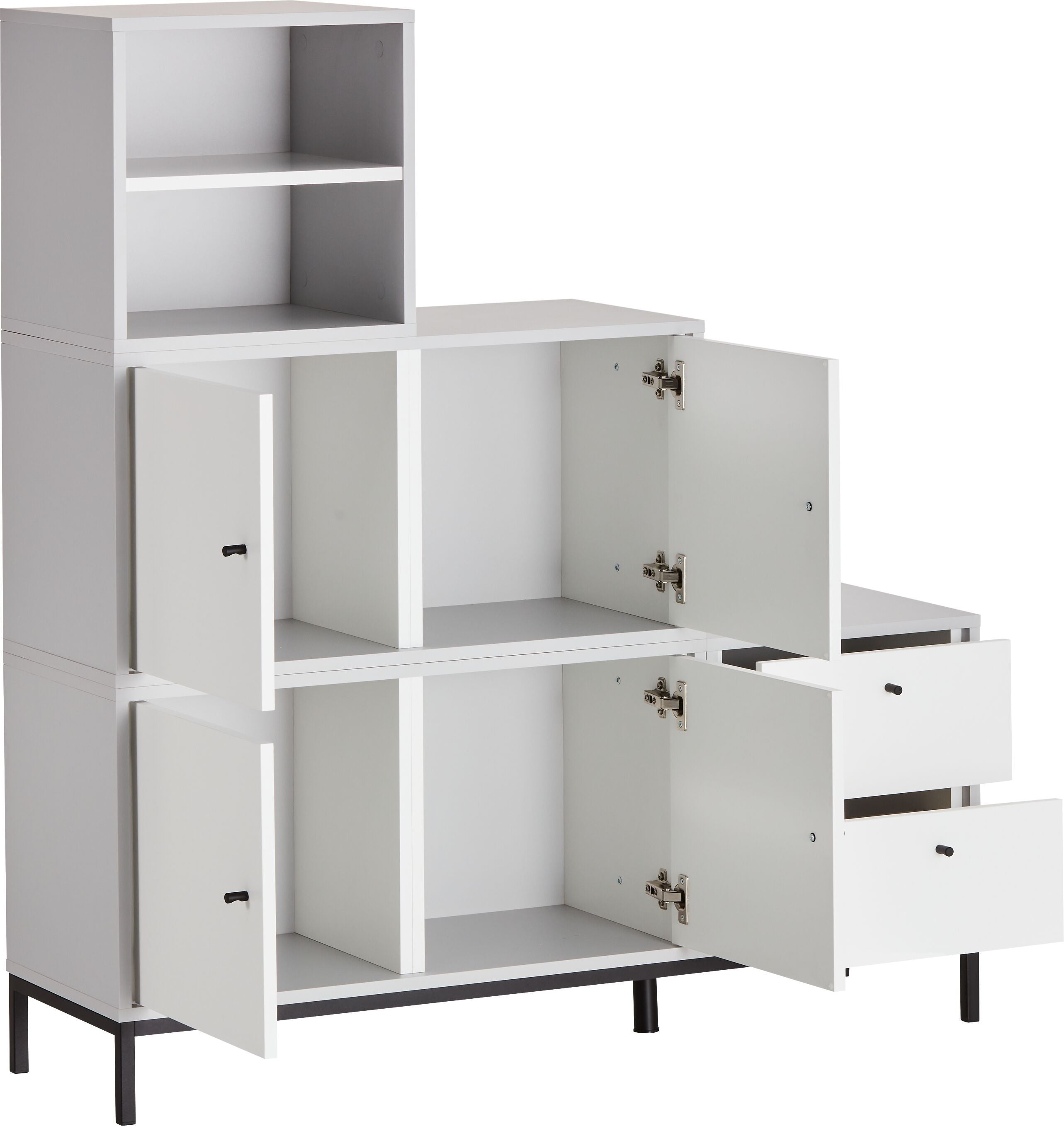 FINJA Regal - Grau / Weiss / B: 120.0 cm x T: 36.0 cm x H: 132.5 cm