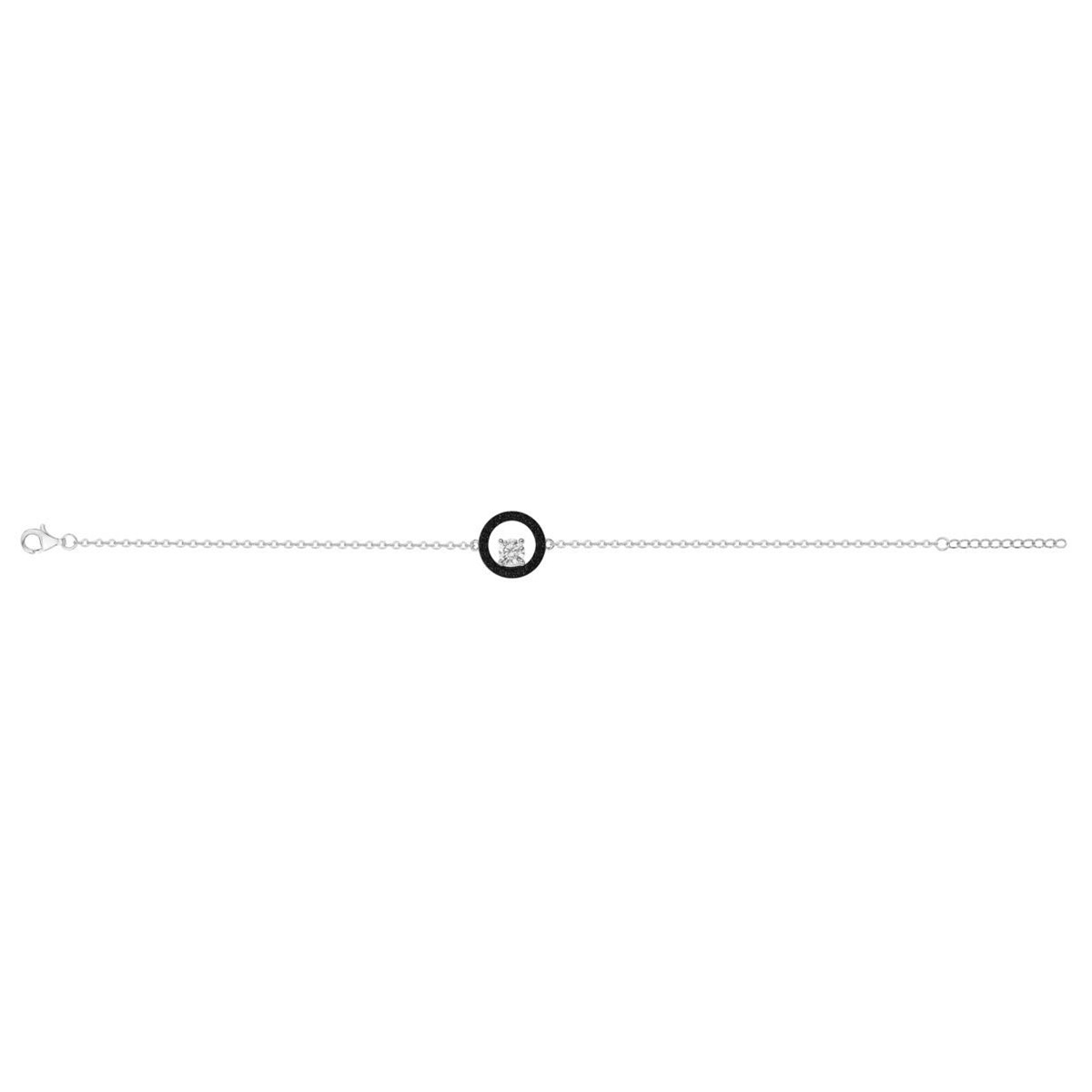 Bracelet souple mono-motif en Argent avec oxyde de zirconium noir