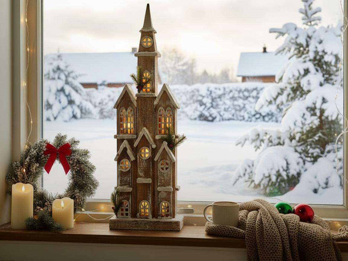 Kerstdecoratie LED NILAKA Huis 85 cm Lichtbruin