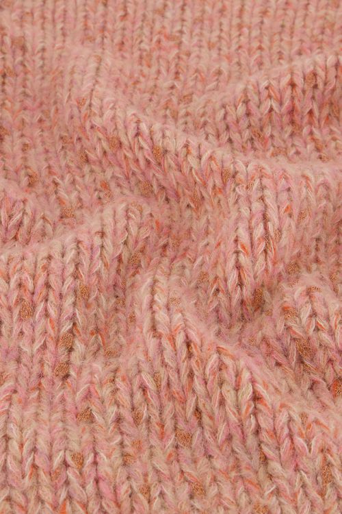 Lichtroze grof gebreid vest met lurex