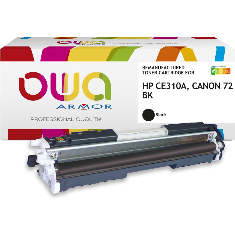Toner remanufacturé OWA - standard - Noir - pour HP CE310A, CANON 729 BK