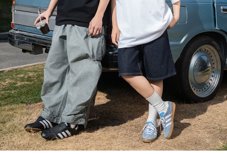 Really Point - Koppel bijpassende korte mouwen ronde hals drop shoulder letter geborduurd oversized T-shirt