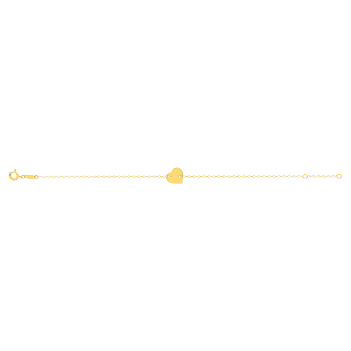 Bracelet or jaune 750 18 cm motif coeur