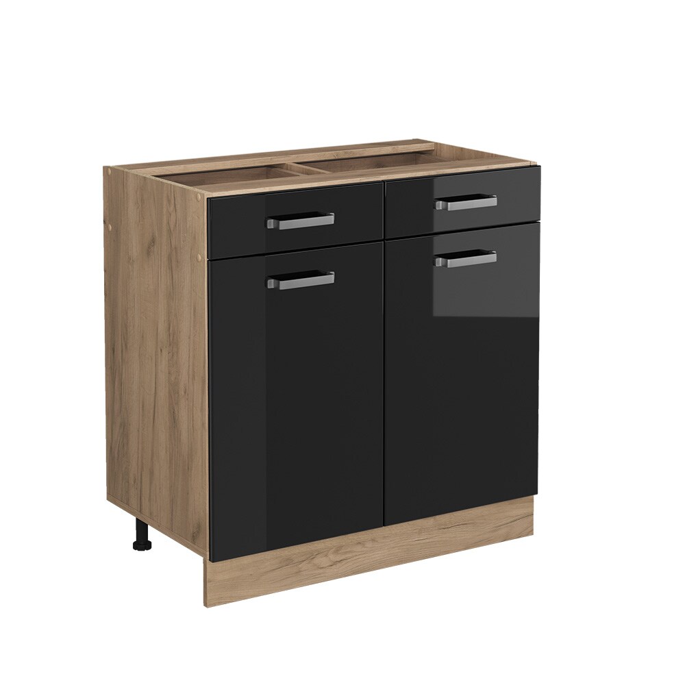 Vicco Schubunterschrank Küchenschrank R-Line Solid Eiche Schwarz 80 cm modern