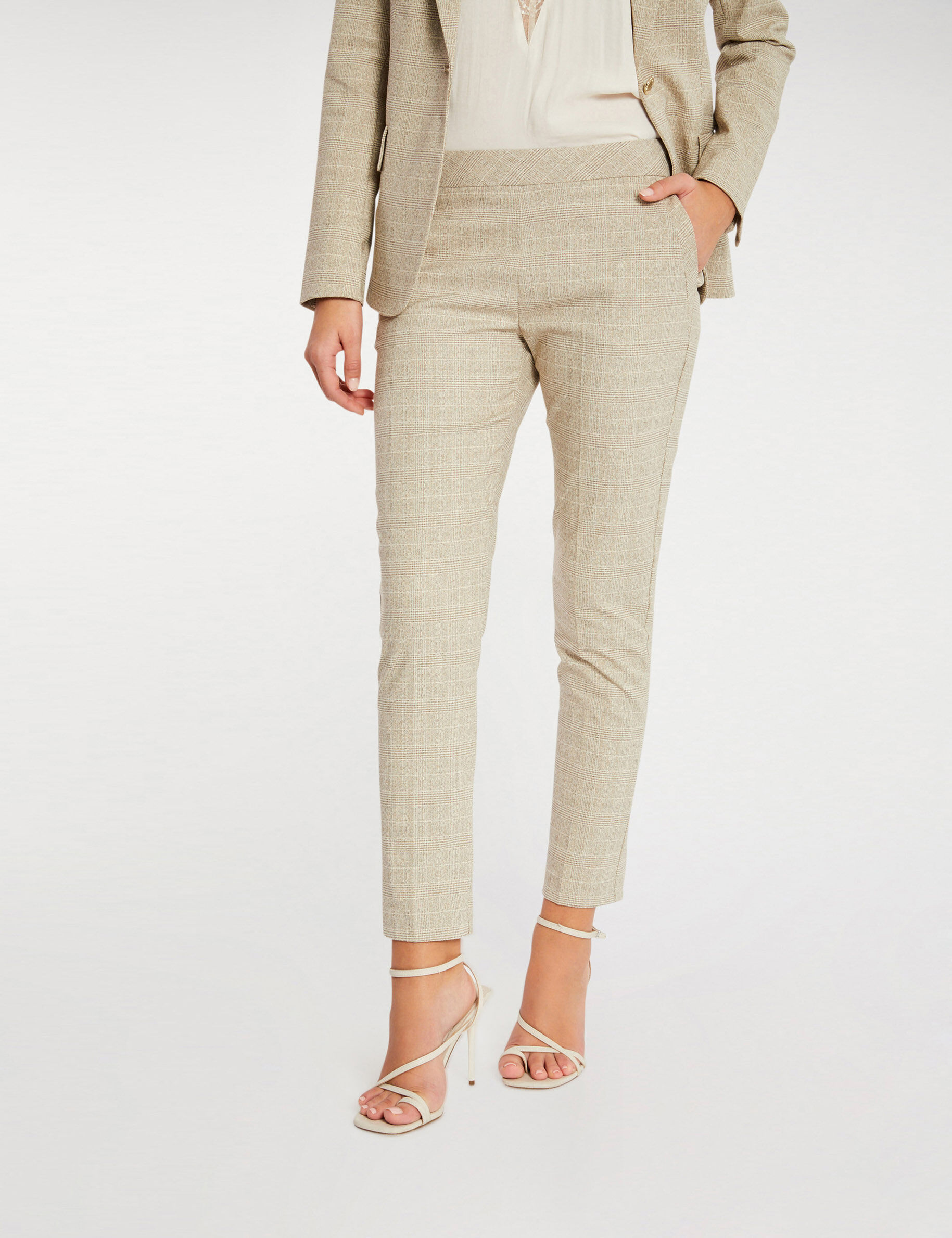 Pantalon 7/8ème coupe cigarette beige femme - beige