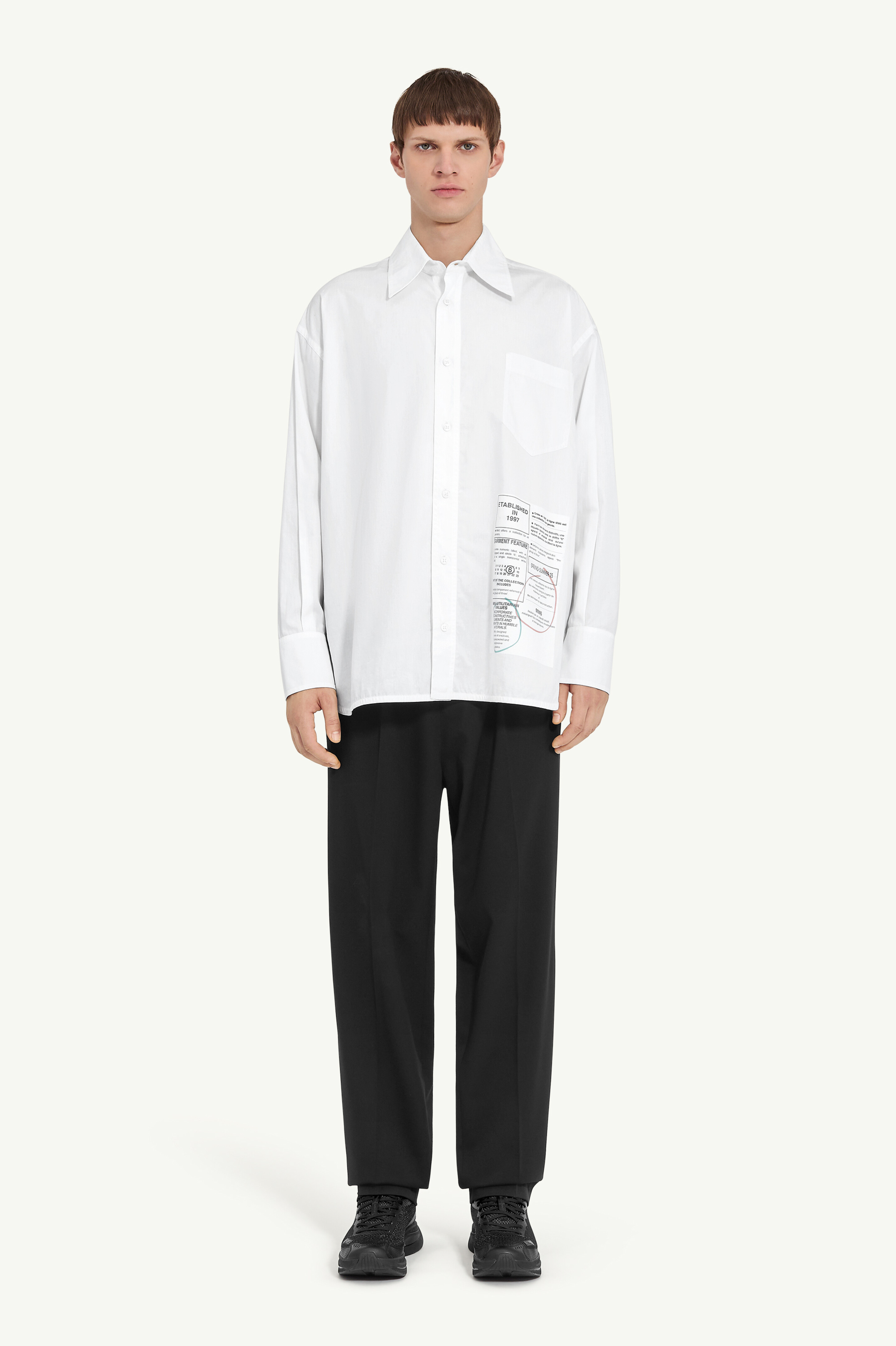 White Cotton Printed Shirt