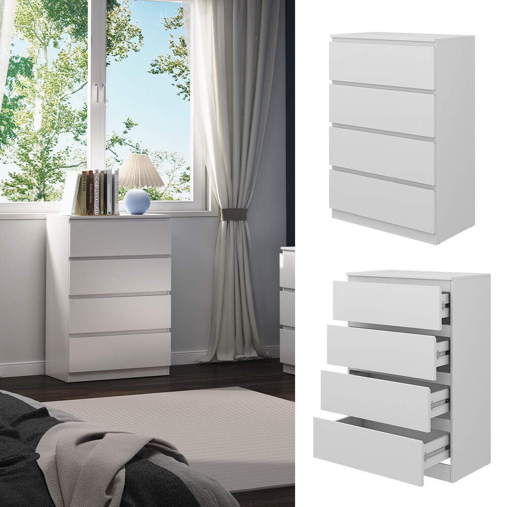 Vicco Kommode Calisto, Weiß 70 x 102 cm, mit 4 Schubfächer, Schrank, Wohnzimmer