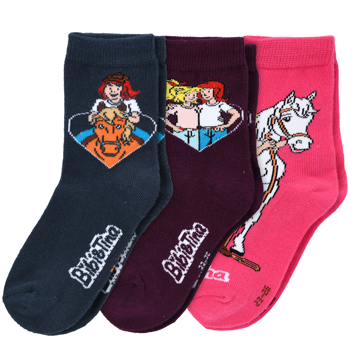 Topolino 3 Bibi & Tina Socken im Set dunkellila / pink / dunkelblau